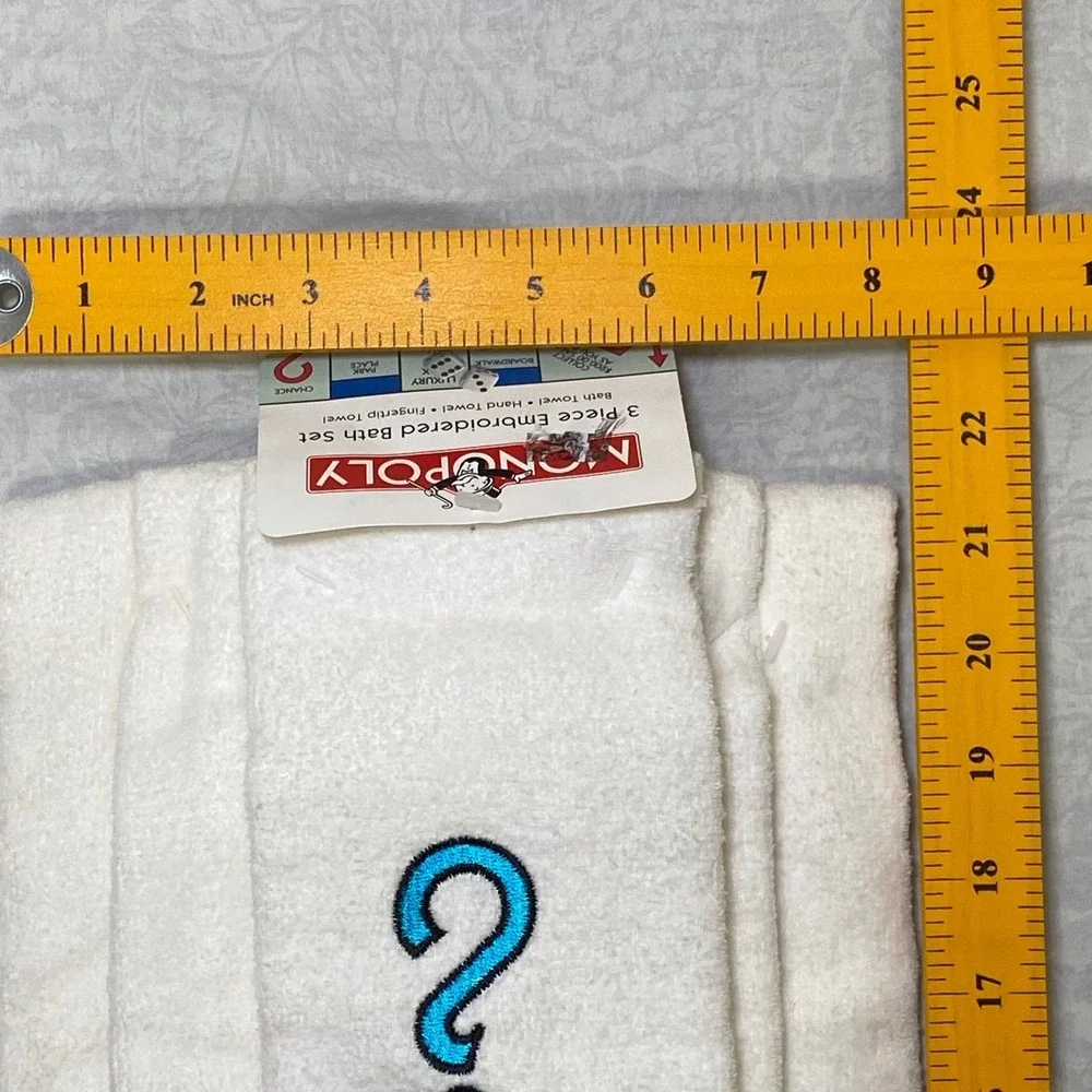 Monopoly 2002 3 Piece Bath Towel Set NWT Hasbro Jay Franco Embroidered